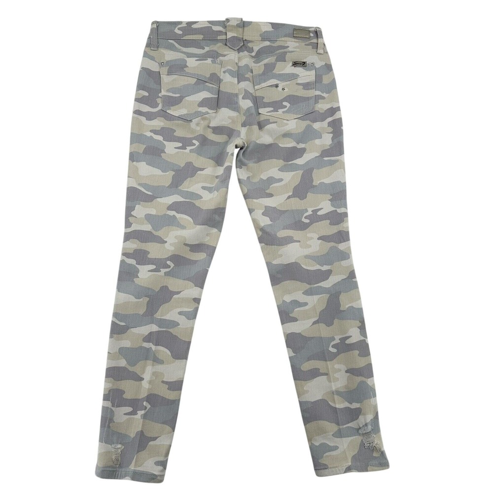 Seven7 Camo Skinny Easy Fit Jeans Grey Beige Distressed Casual Womens Size 6